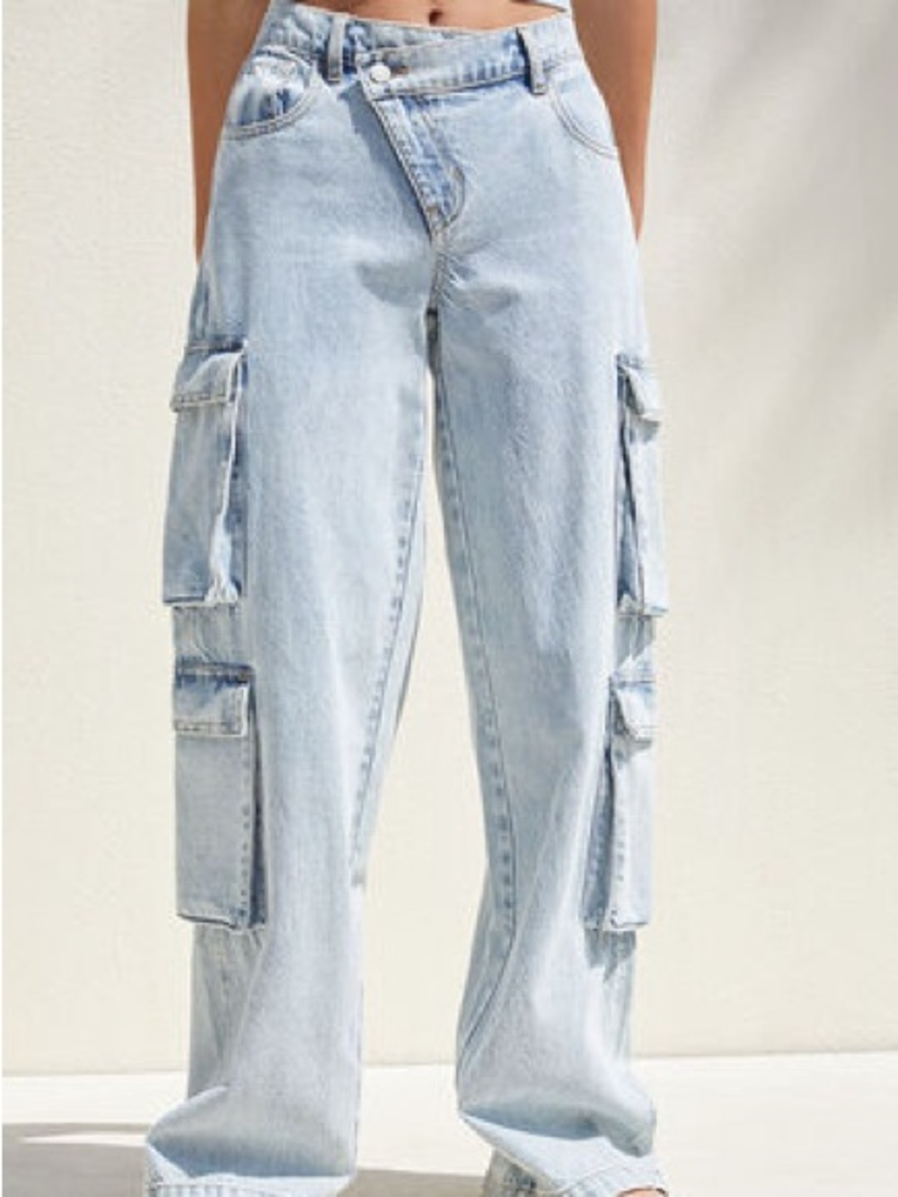 PacSun Light Blue Asymmetrical 90s Baggy Cargo Pants